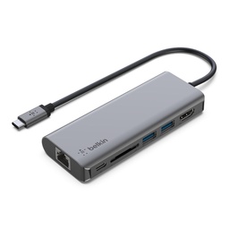 [BKN-AVC008BTSGY] Belkin USB-C 6-In-1 Multiport Hub